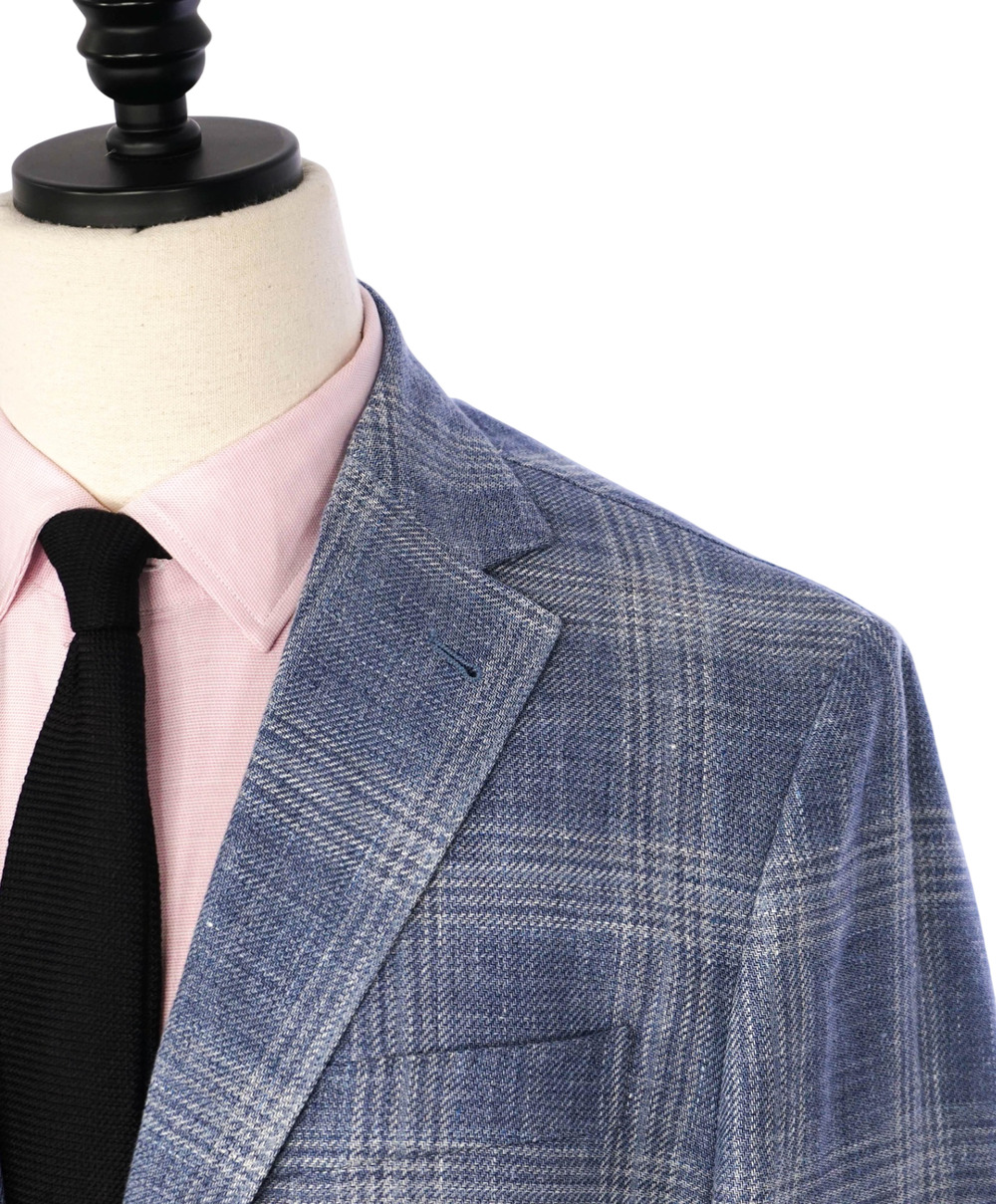 $1,995 CORNELIANI - Baby Blue Wool/Linen Coat Insert Blazer - 44R